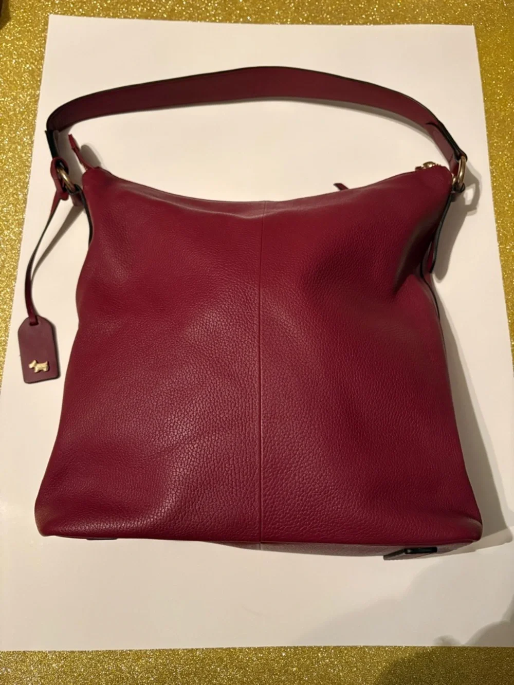 RADLEY LONDON Pebbled Leather Shoulder Bag in Deep Berry - Picture 4 of 16